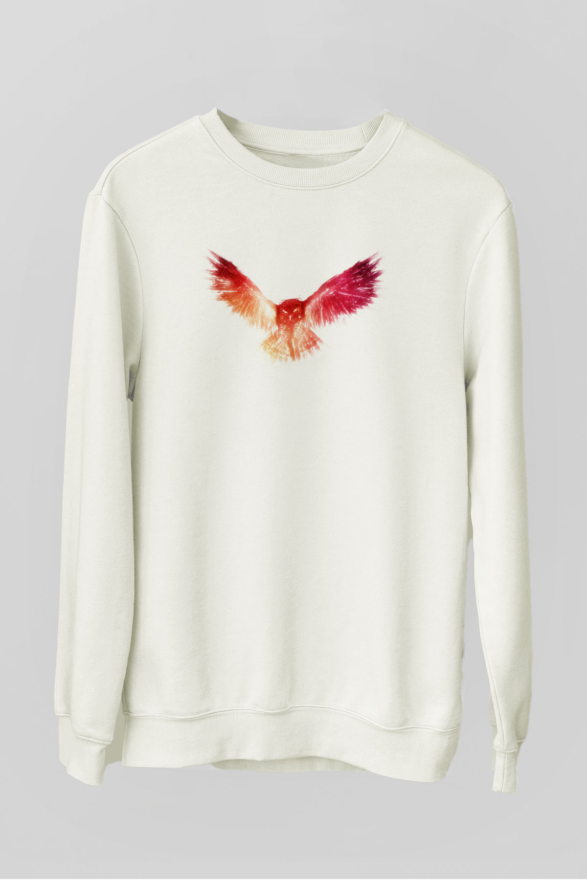 Baykuş Beyaz Unisex Sweatshirt