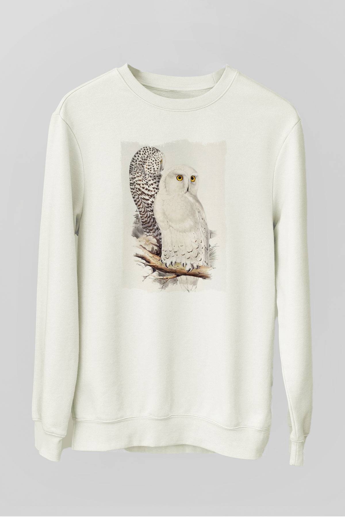 Baykuş Beyaz Unisex Sweatshirt
