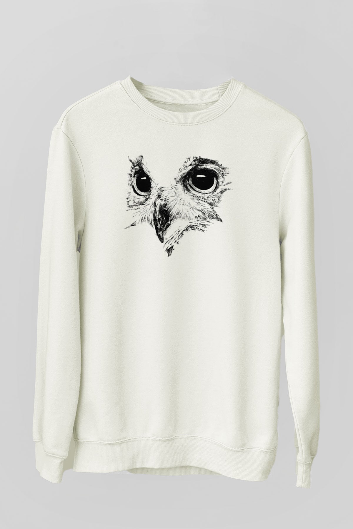 Baykuş Beyaz Unisex Sweatshirt