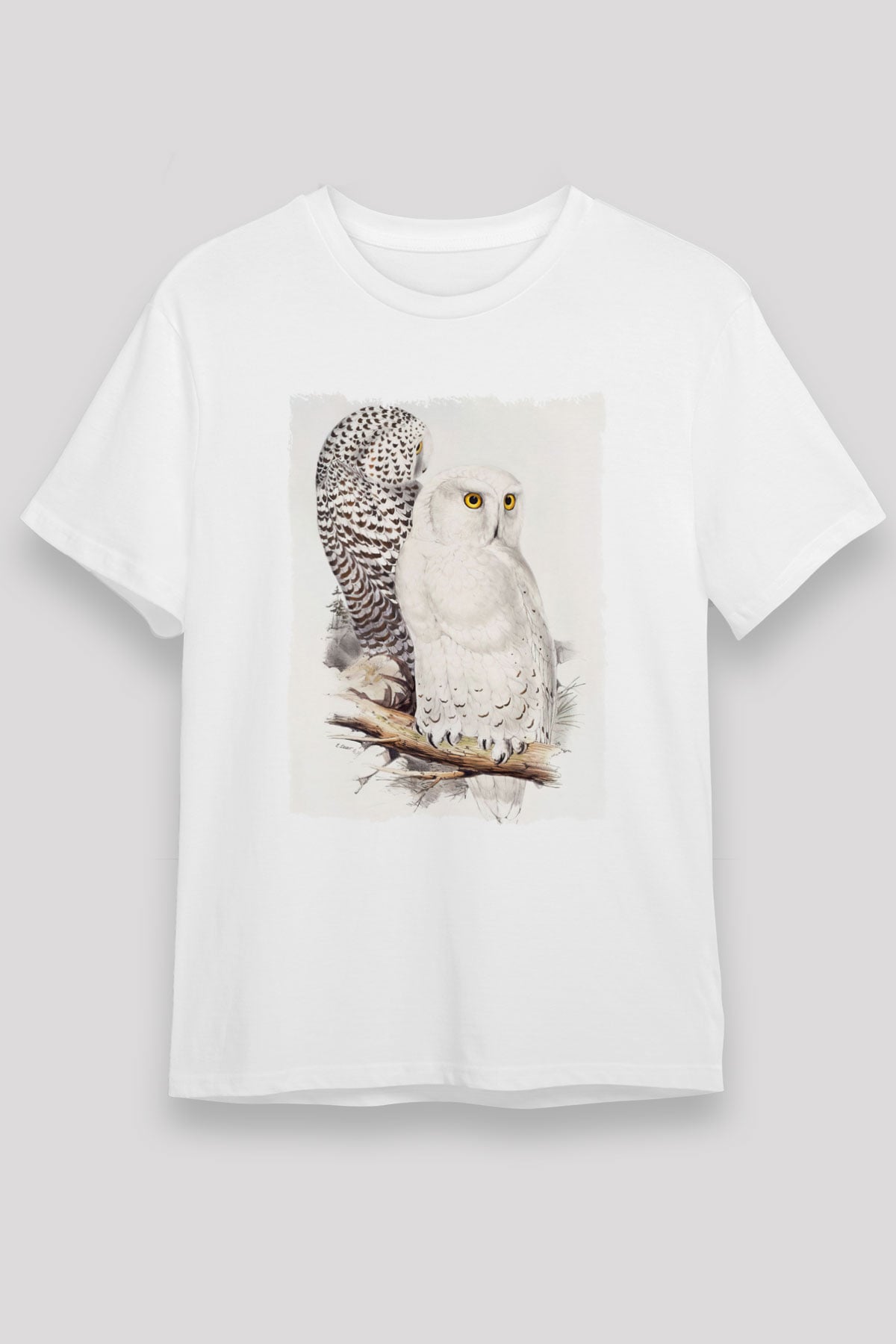 Baykuş Beyaz Unisex Tişört T-Shirt - TişörtFabrikası