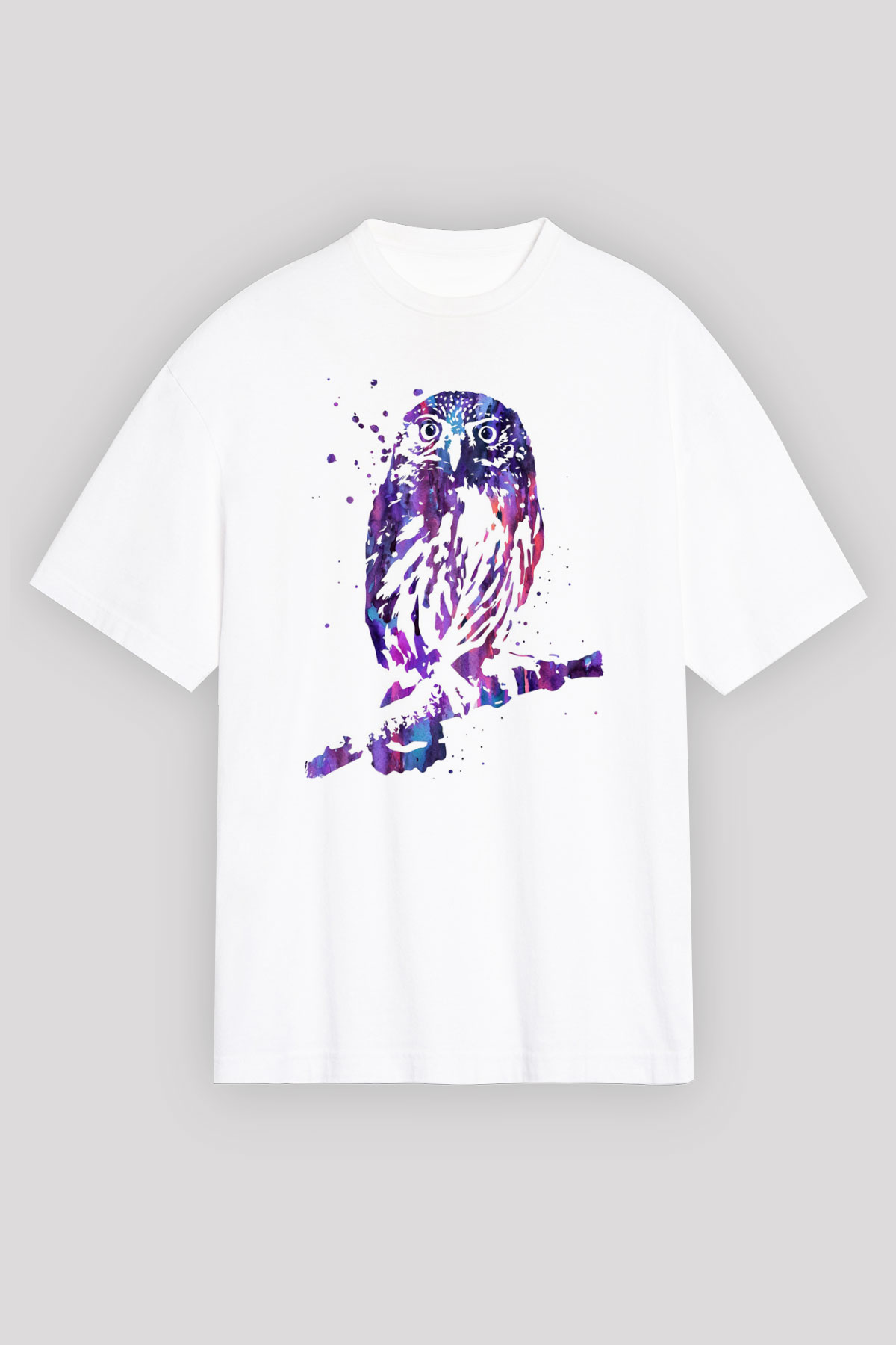 Baykuş Beyaz Unisex Tişört T-Shirt - TişörtFabrikası