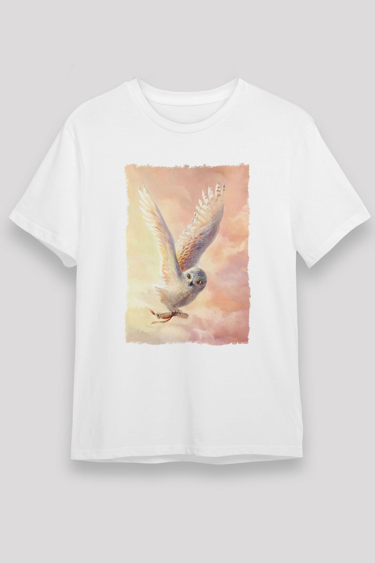 Baykuş Beyaz Unisex Tişört T-Shirt - TişörtFabrikası