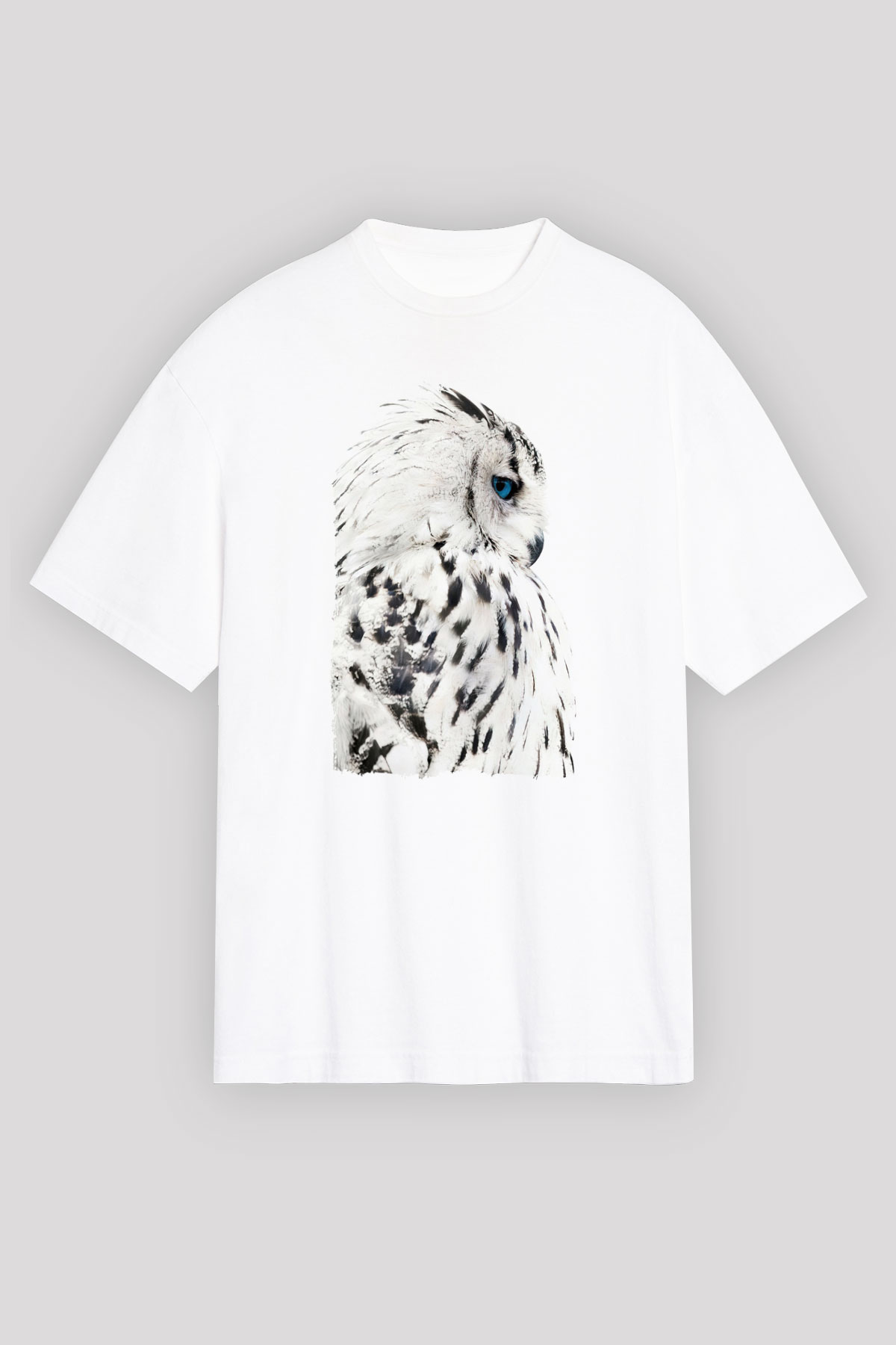 Baykuş Beyaz Unisex Tişört T-Shirt - TişörtFabrikası