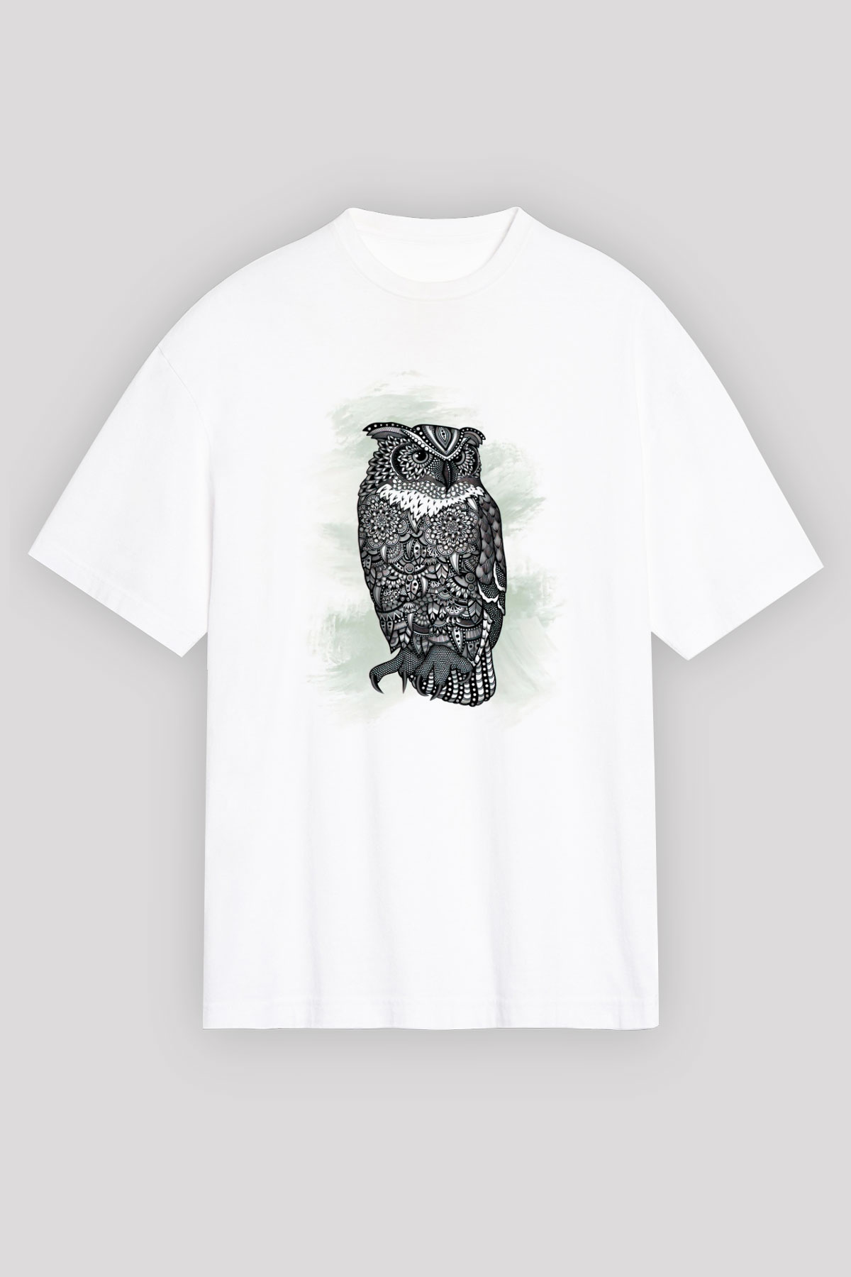Baykuş Beyaz Unisex Tişört T-Shirt - TişörtFabrikası