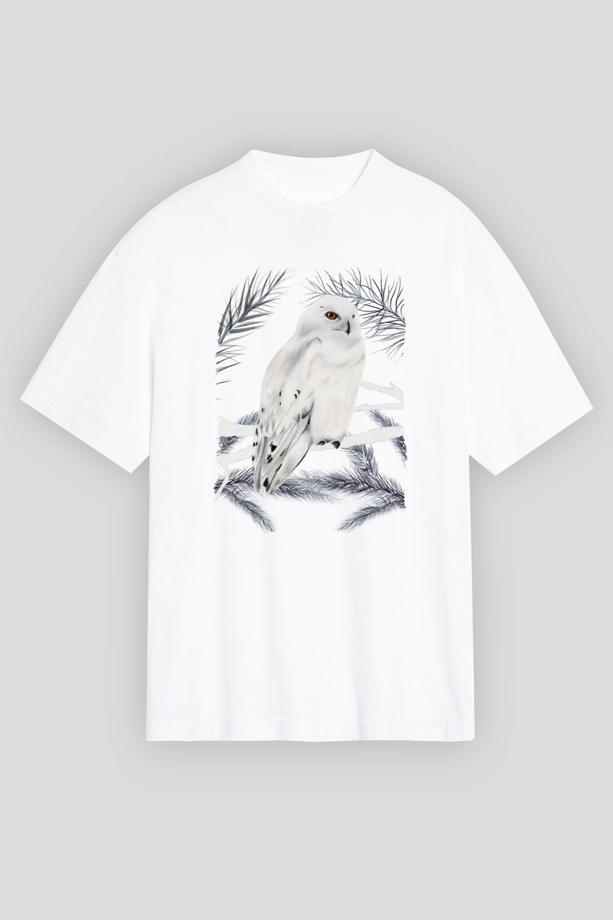 Baykuş Beyaz Unisex Tişört T-Shirt - TişörtFabrikası