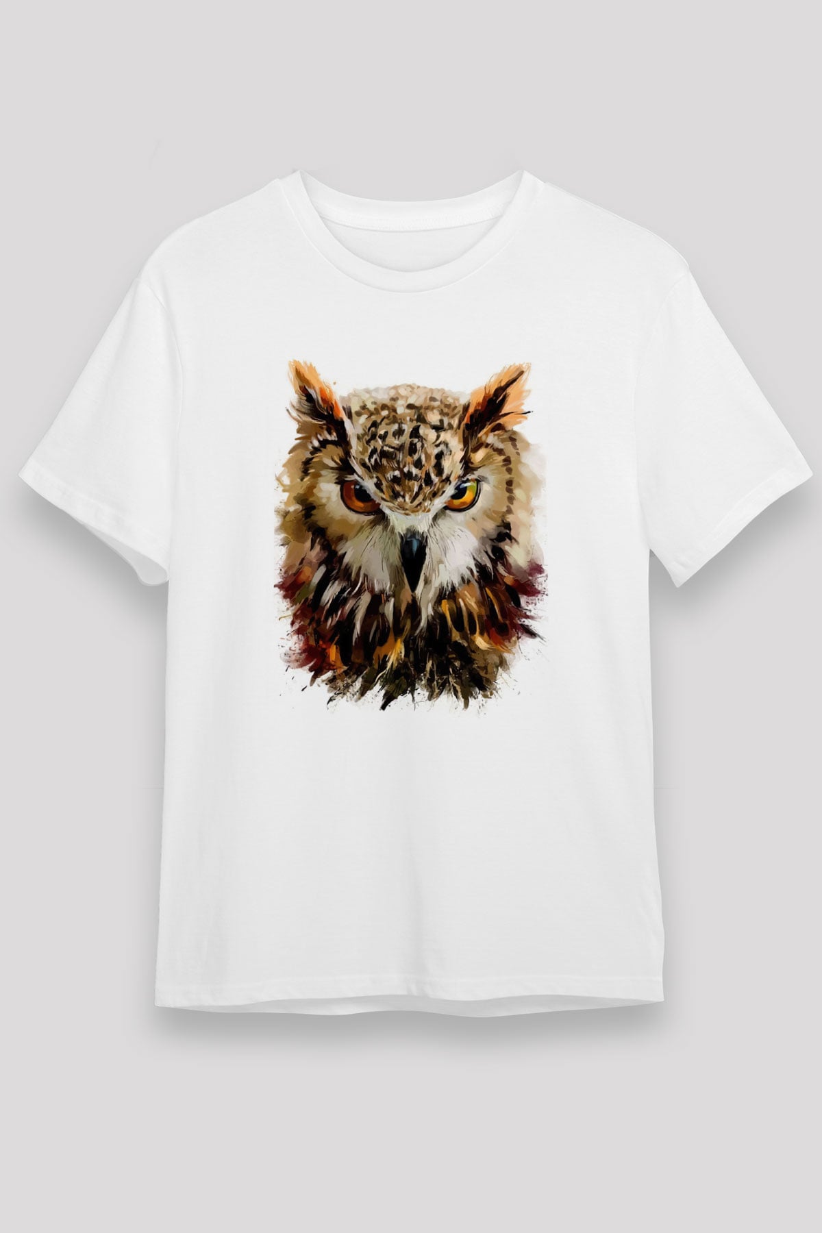 Baykuş Beyaz Unisex Tişört T-Shirt - TişörtFabrikası