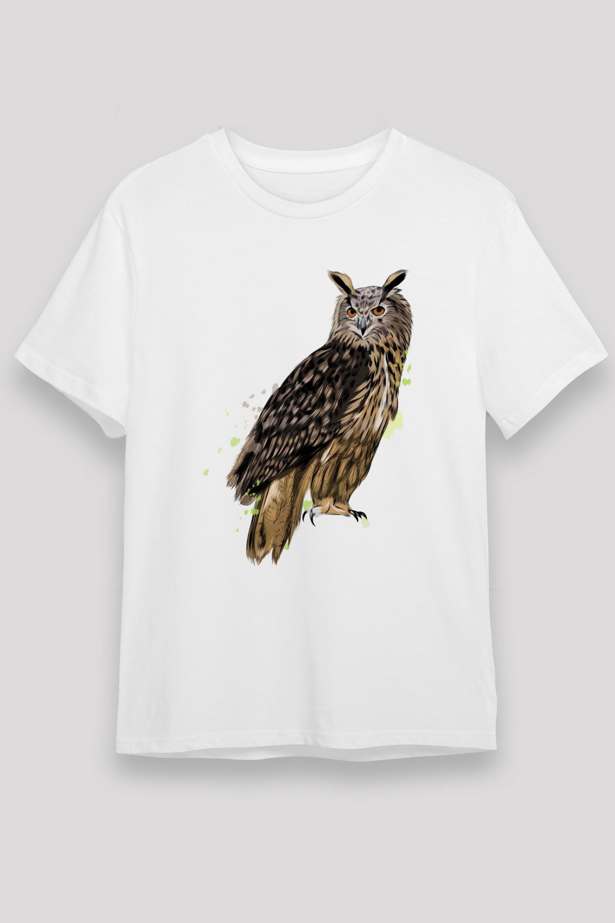 Baykuş Beyaz Unisex Tişört T-Shirt - TişörtFabrikası