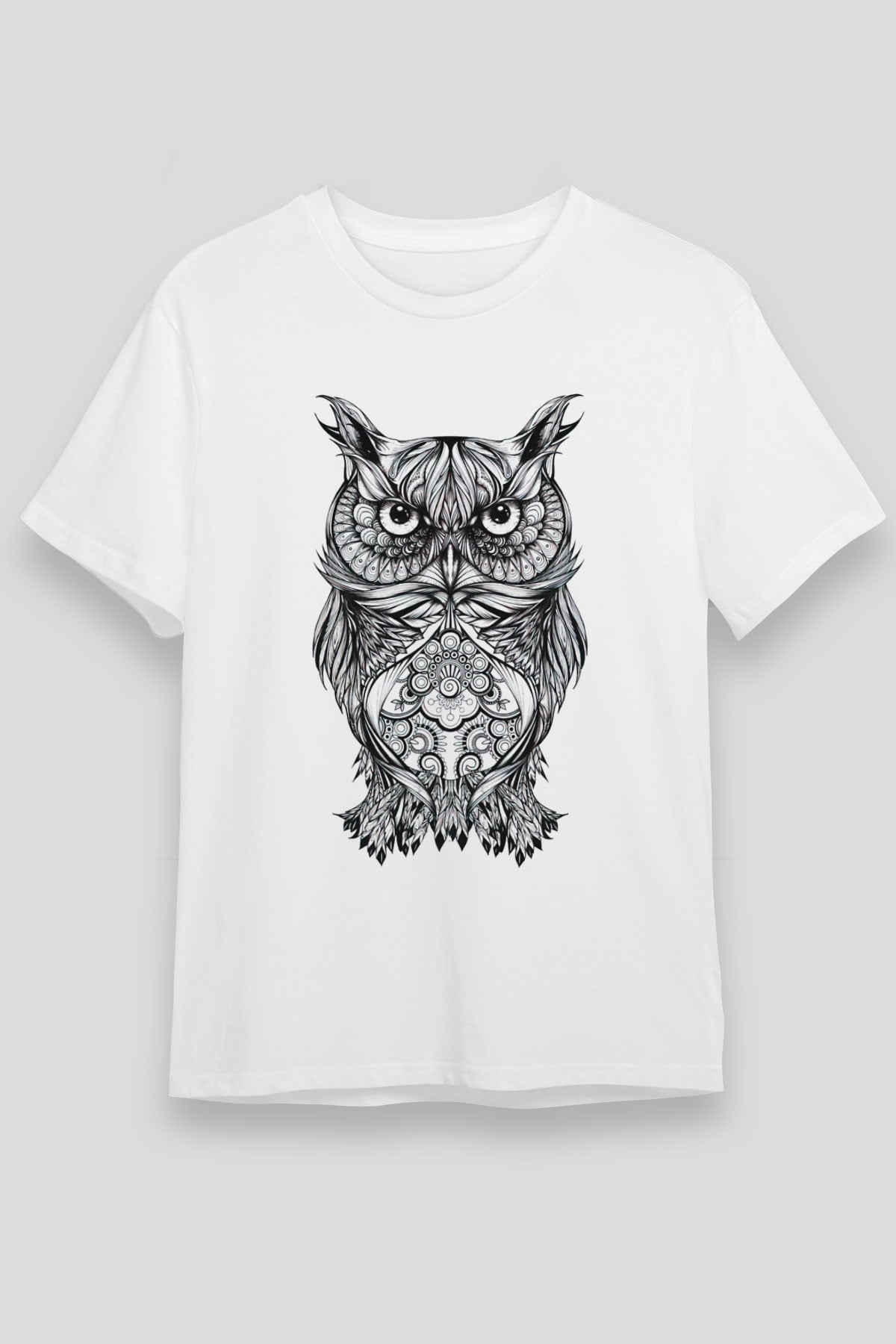 Baykuş Beyaz Unisex Tişört T-Shirt - TişörtFabrikası