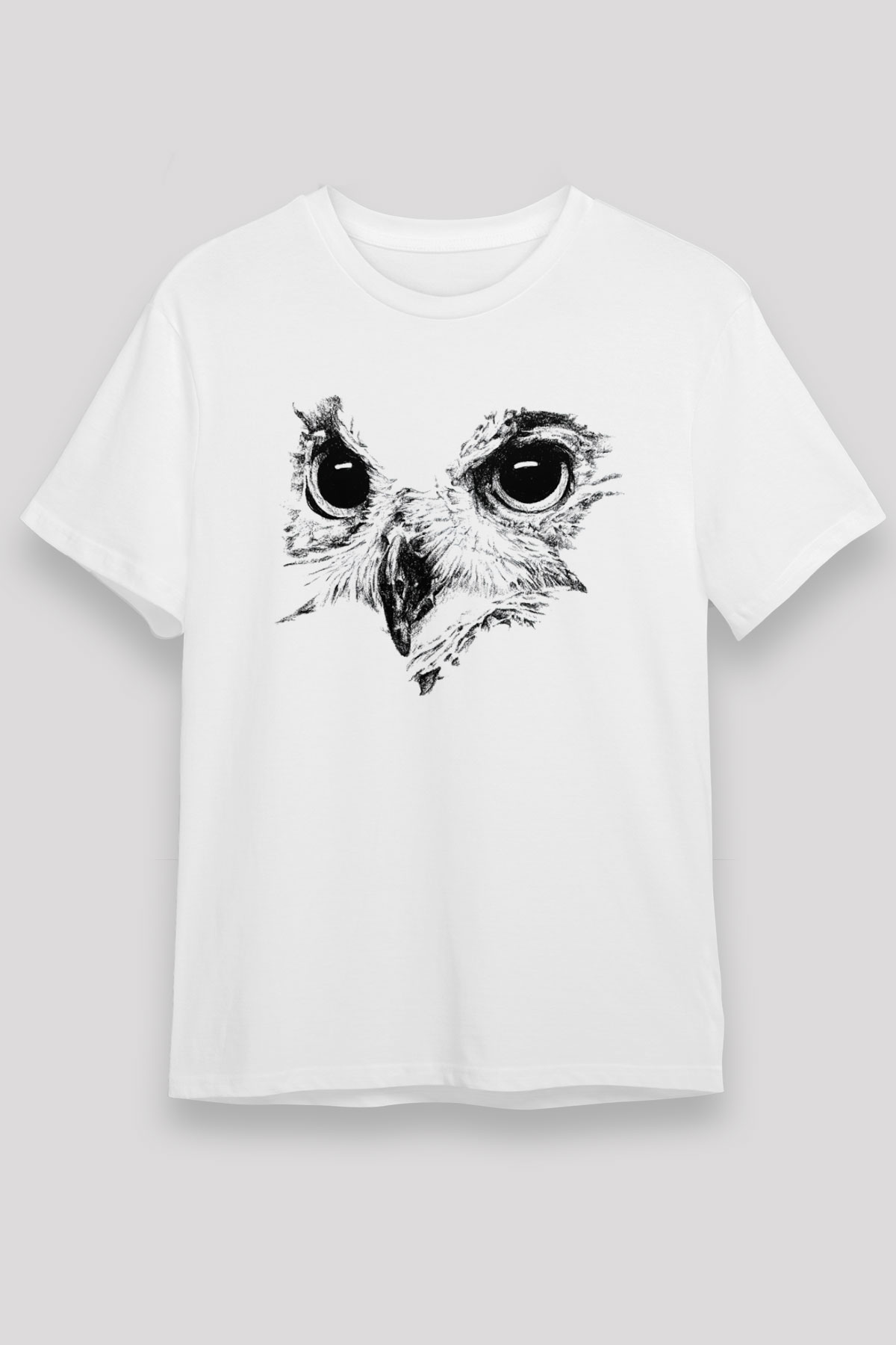 Baykuş Beyaz Unisex Tişört T-Shirt - TişörtFabrikası