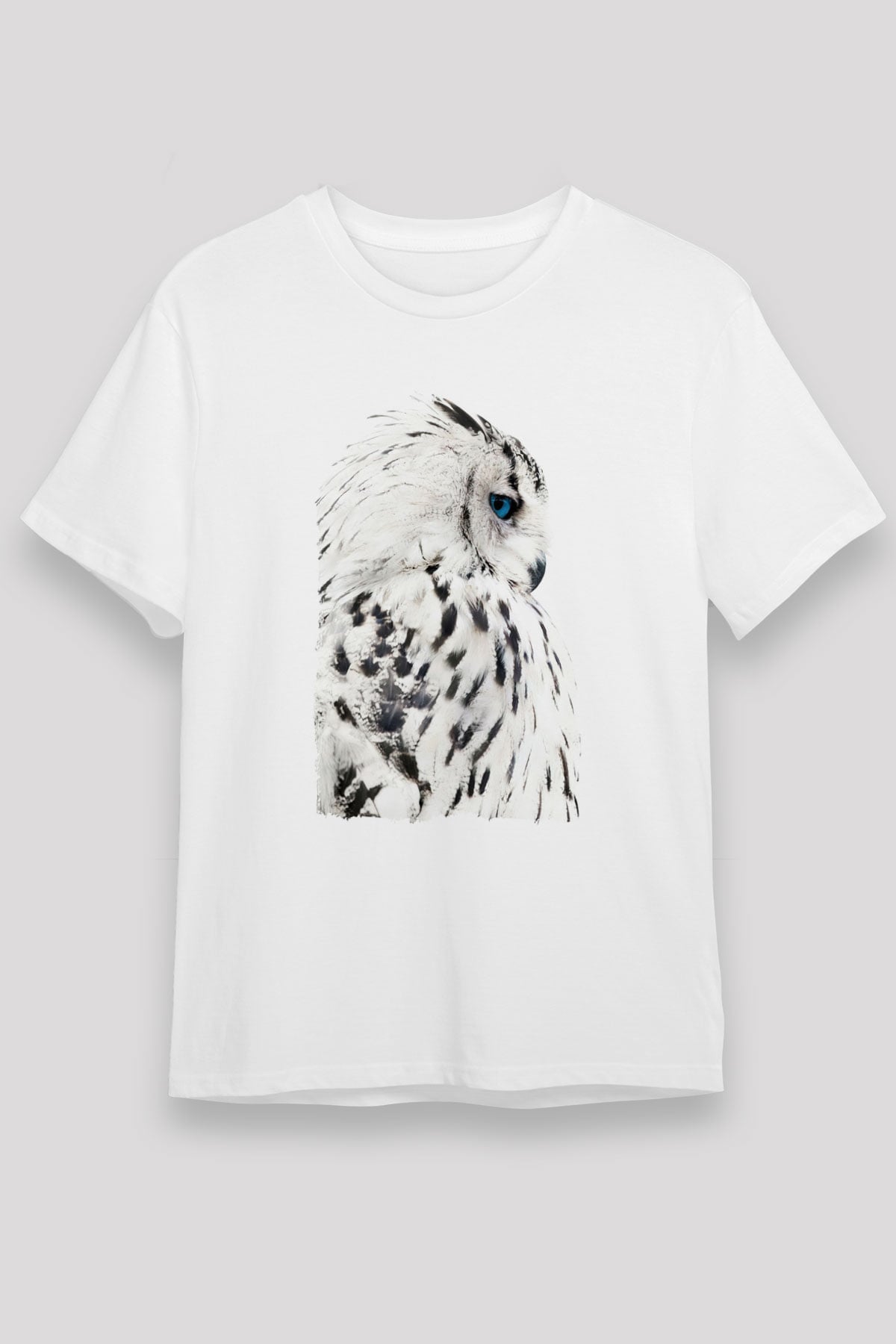 Baykuş Beyaz Unisex Tişört T-Shirt - TişörtFabrikası