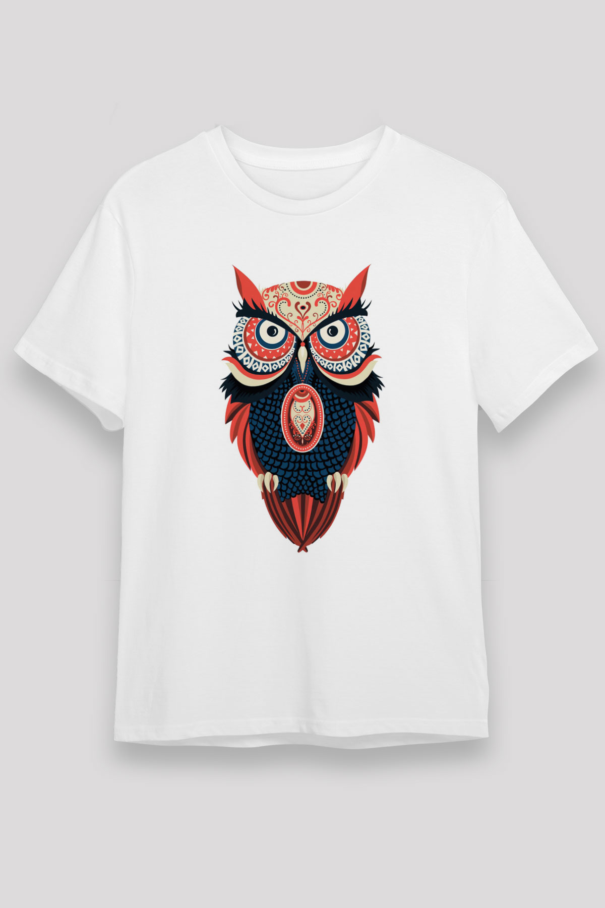 Baykuş Beyaz Unisex Tişört T-Shirt - TişörtFabrikası