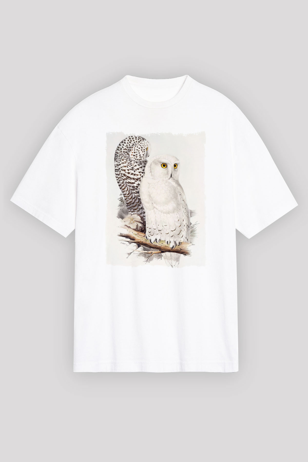 Baykuş Beyaz Unisex Tişört T-Shirt - TişörtFabrikası