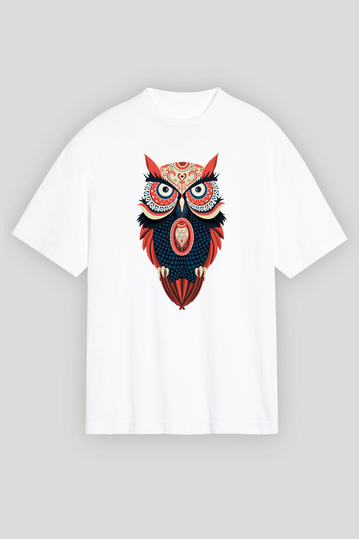 Baykuş Beyaz Unisex Tişört T-Shirt - TişörtFabrikası