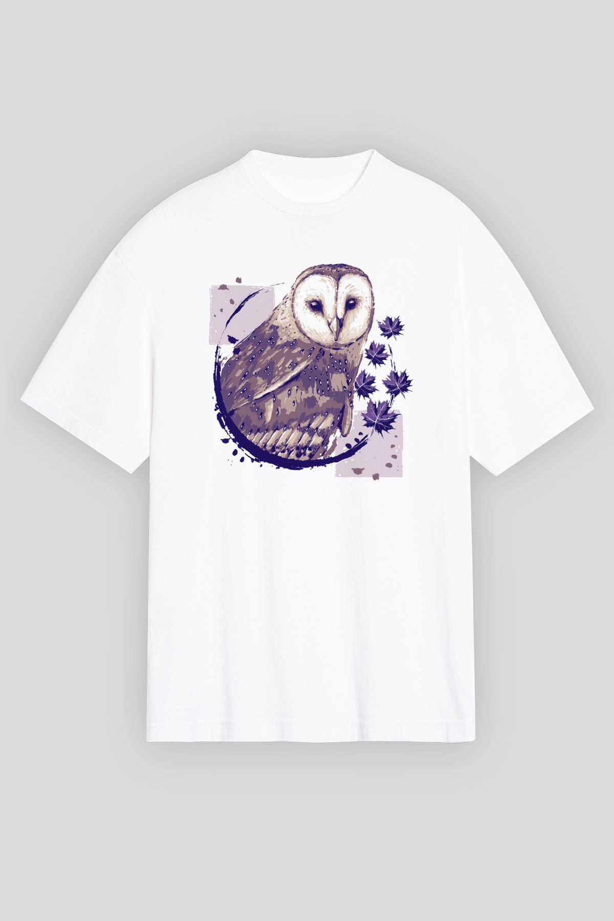 Baykuş Beyaz Unisex Tişört T-Shirt - TişörtFabrikası