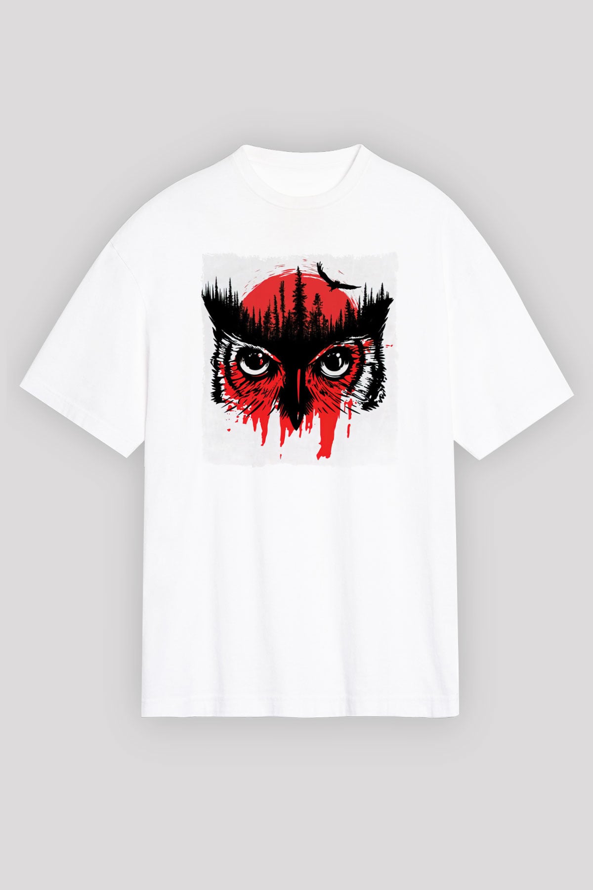 Baykuş Beyaz Unisex Tişört T-Shirt - TişörtFabrikası