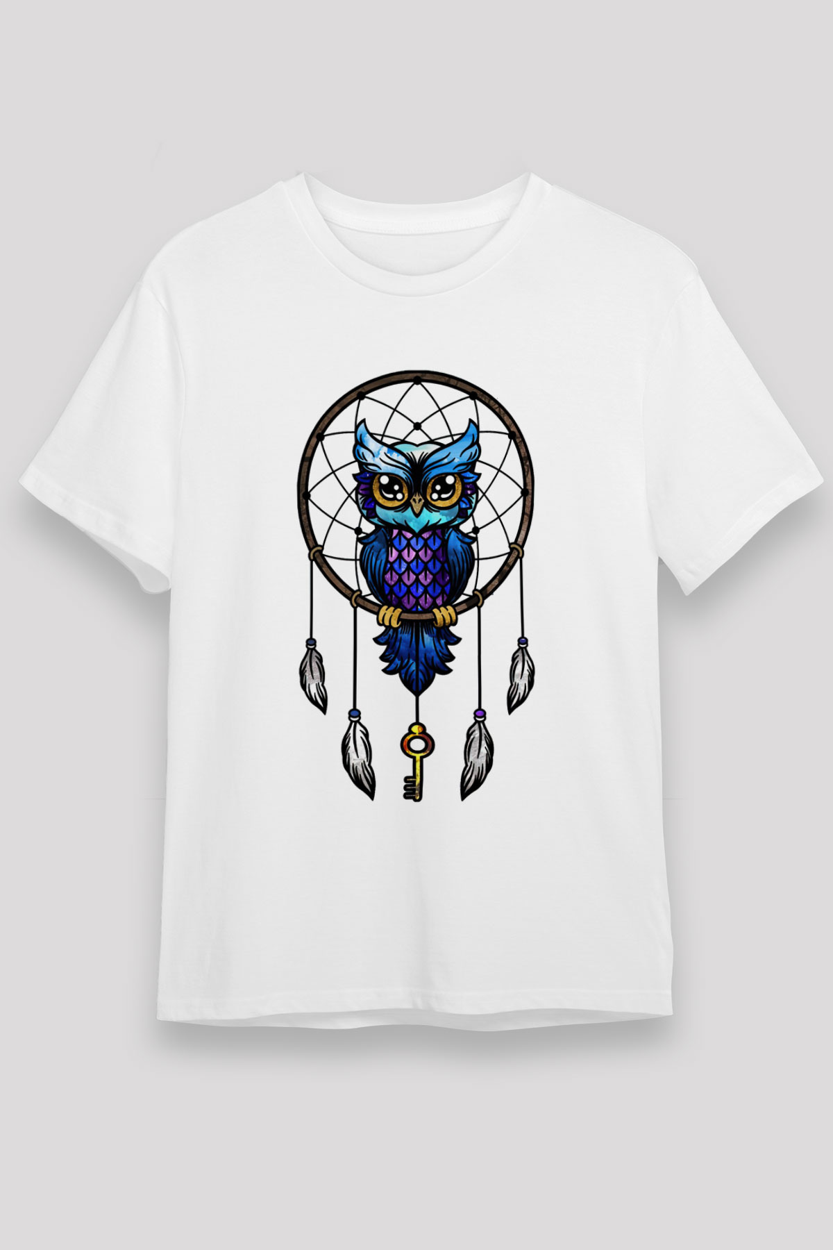 Baykuş Beyaz Unisex Tişört T-Shirt - TişörtFabrikası
