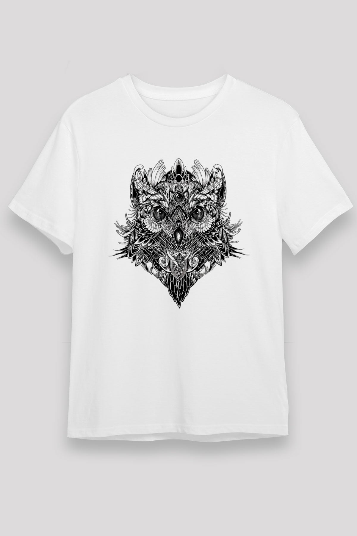 Baykuş Beyaz Unisex Tişört T-Shirt - TişörtFabrikası