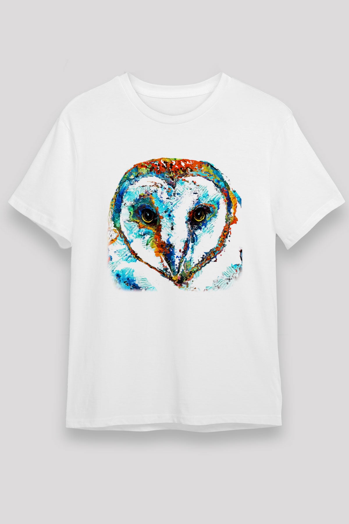 Baykuş Beyaz Unisex Tişört T-Shirt - TişörtFabrikası