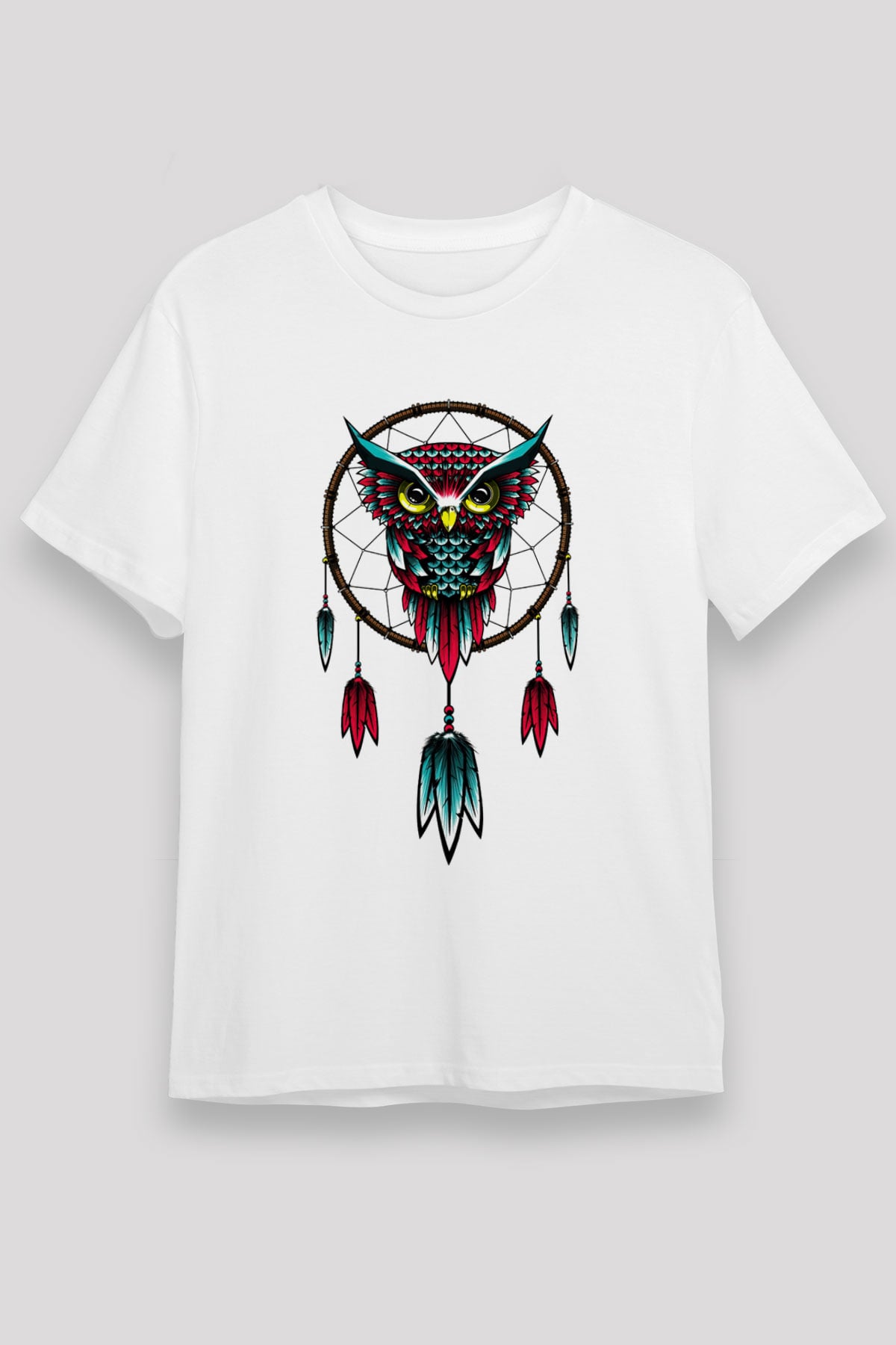Baykuş Beyaz Unisex Tişört T-Shirt - TişörtFabrikası