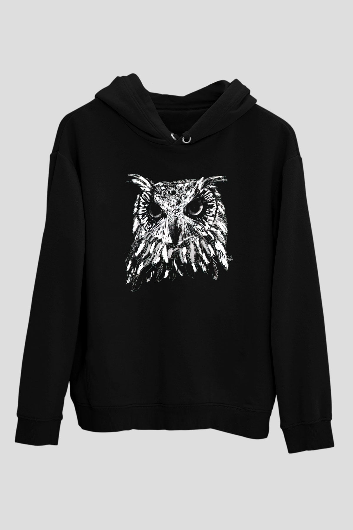 Baykuş Siyah Unisex Hoodie