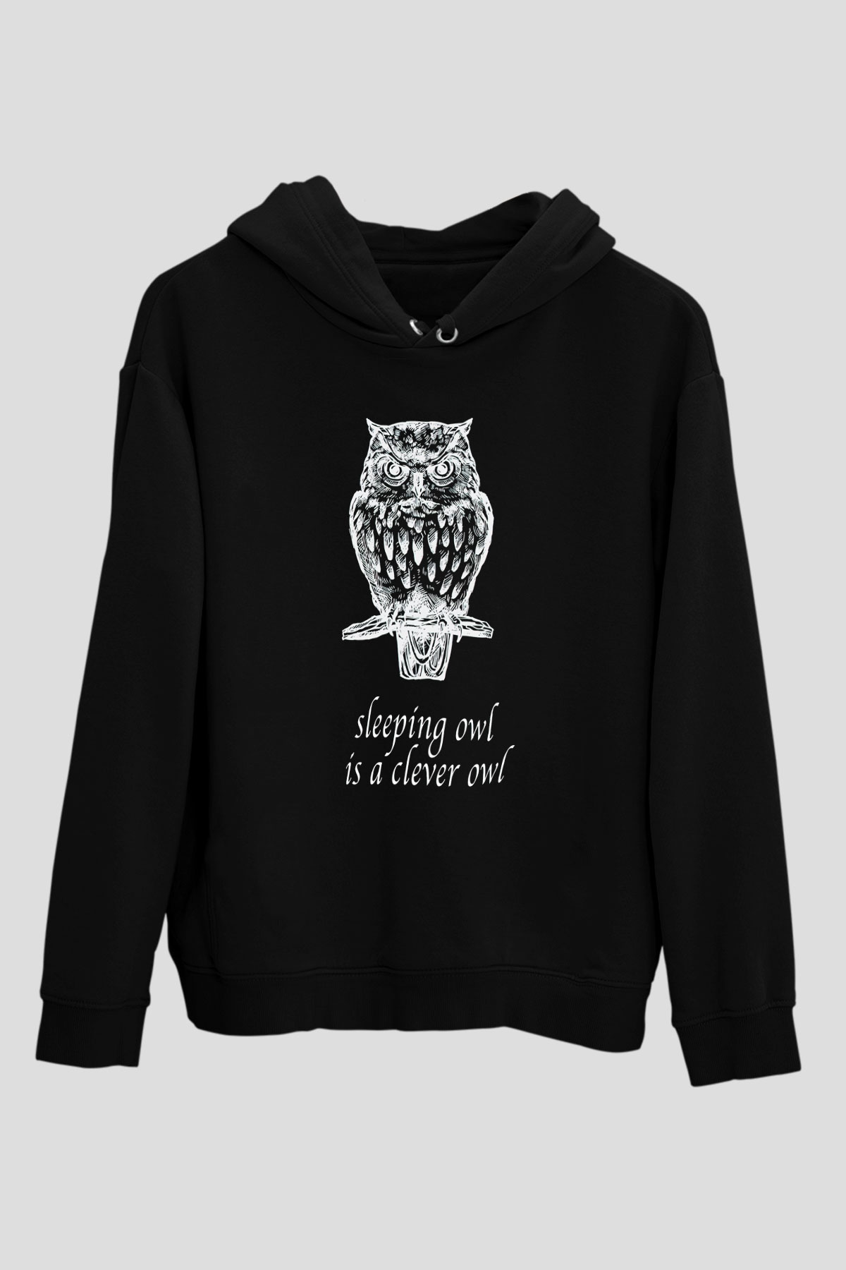 Baykuş Siyah Unisex Hoodie