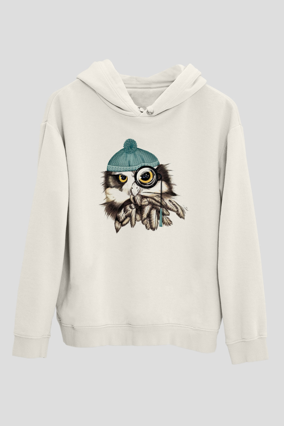Baykuş Siyah Unisex Kapüşonlu Sweatshirt