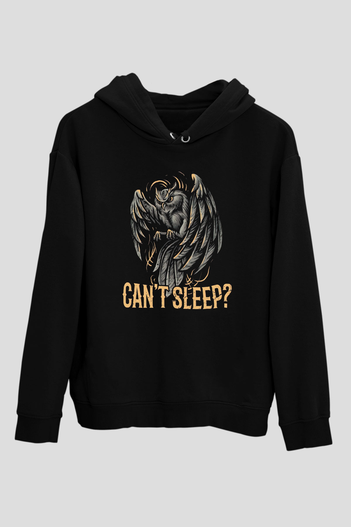Baykuş Siyah Unisex Kapüşonlu Sweatshirt