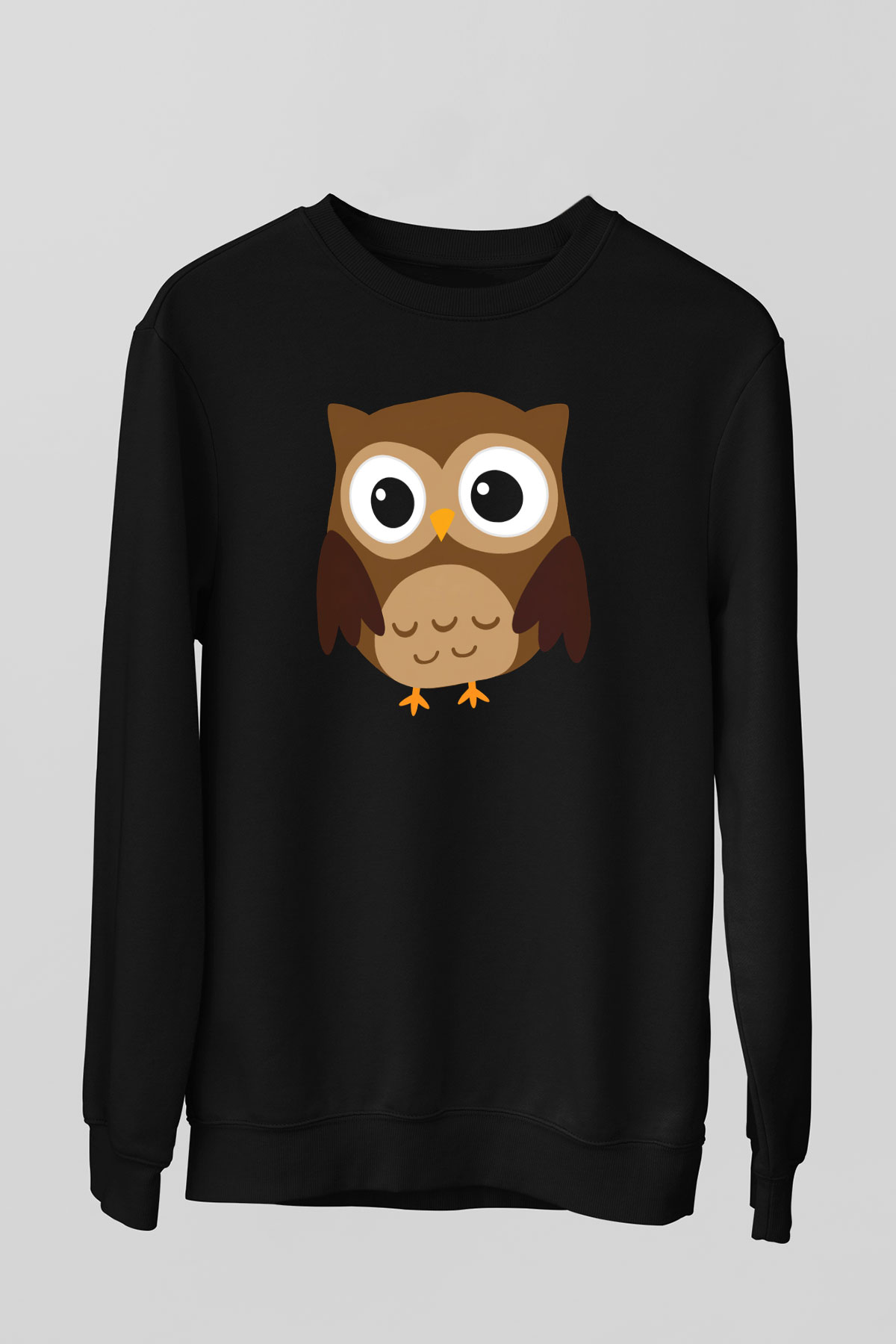 Baykuş Siyah Unisex Sweatshirt