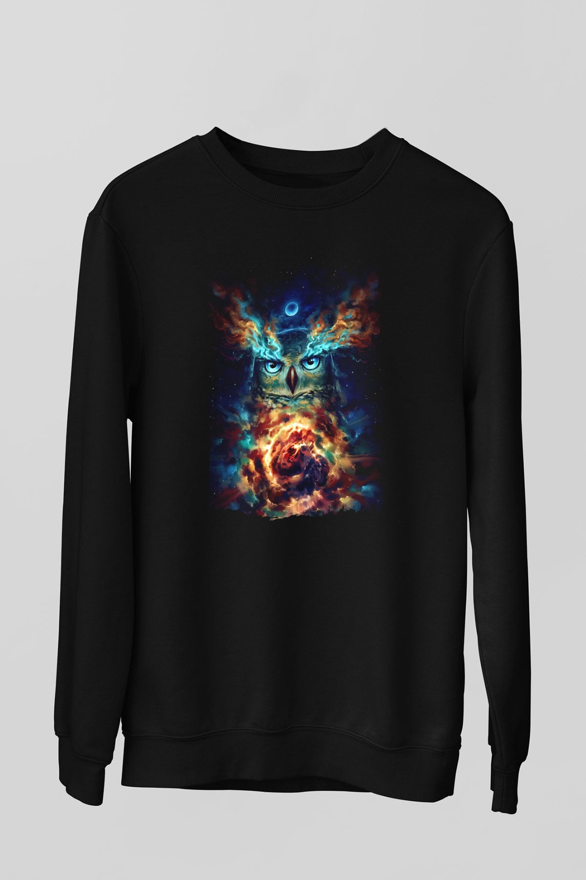 Baykuş Siyah Unisex Sweatshirt