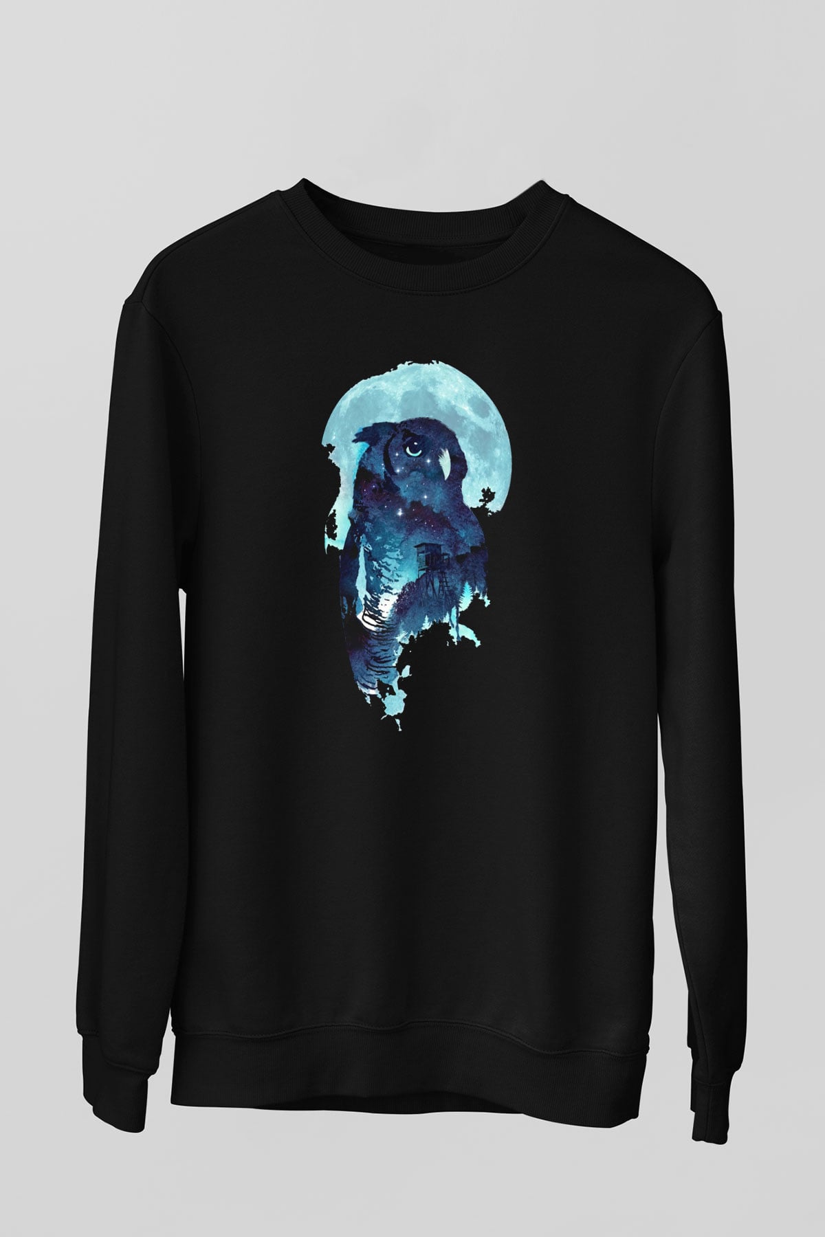 Baykuş Siyah Unisex Sweatshirt