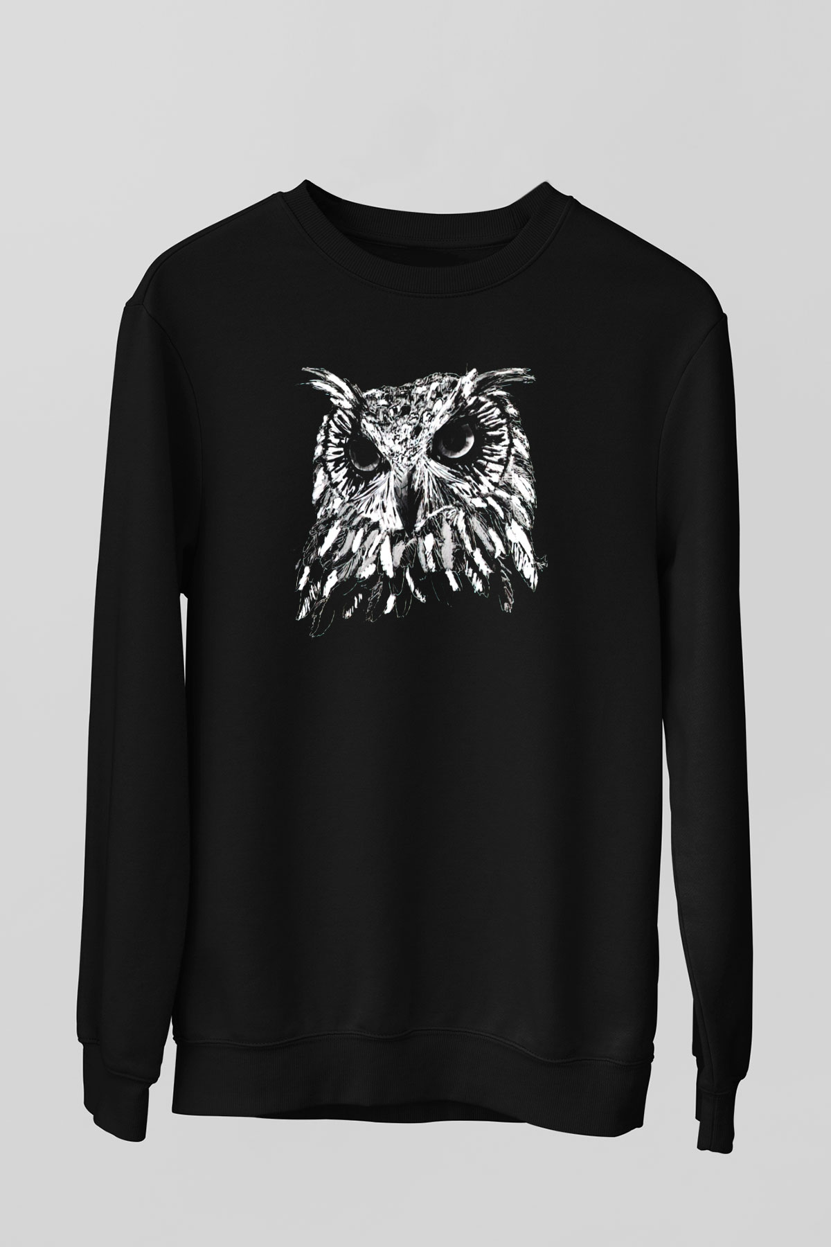 Baykuş Siyah Unisex Sweatshirt