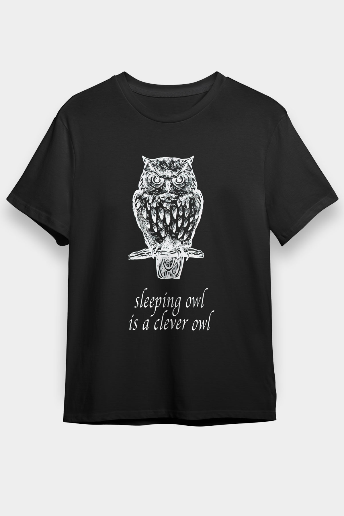 Baykuş Siyah Unisex Tişört T-Shirt - TişörtFabrikası