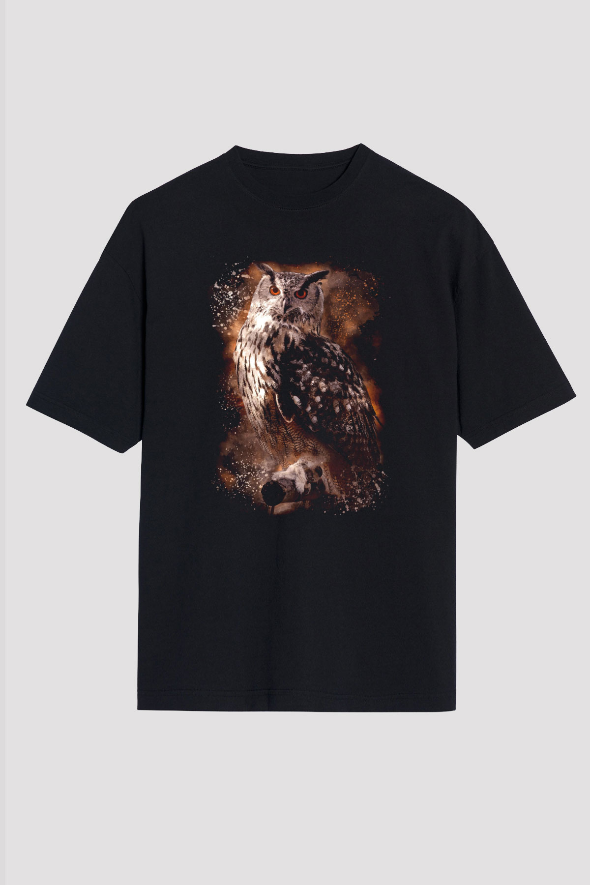 Baykuş Siyah Unisex Tişört T-Shirt - TişörtFabrikası