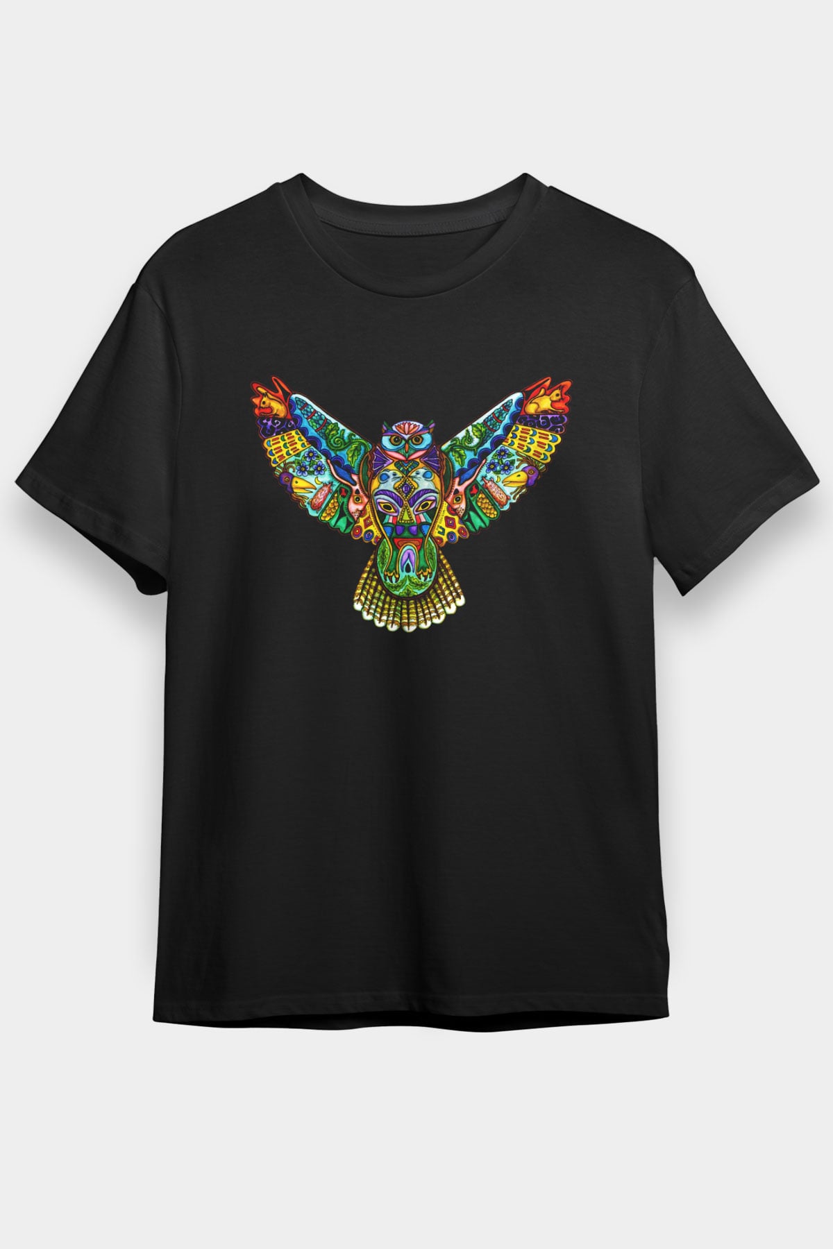 Baykuş Siyah Unisex Tişört T-Shirt - TişörtFabrikası