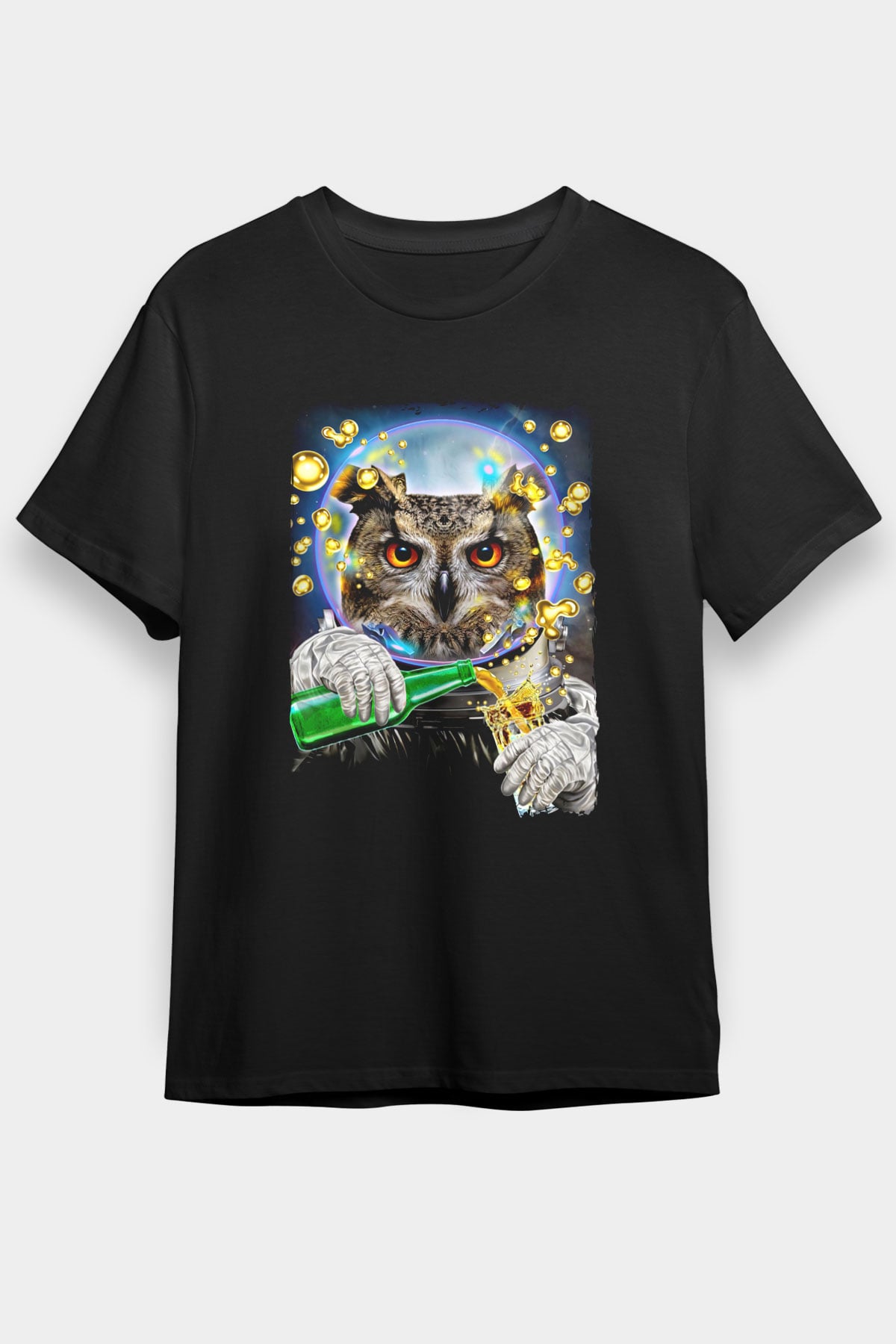 Baykuş Siyah Unisex Tişört T-Shirt - TişörtFabrikası