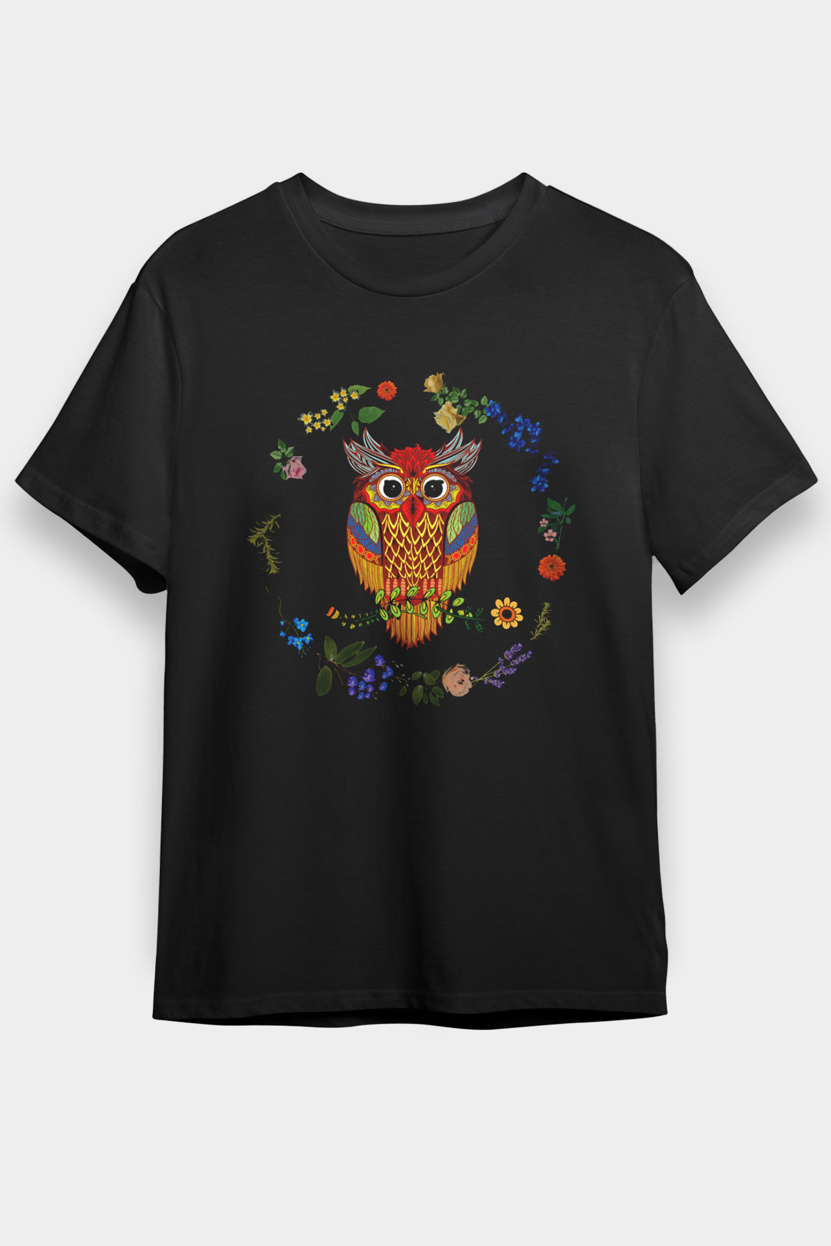 Baykuş Siyah Unisex Tişört T-Shirt - TişörtFabrikası
