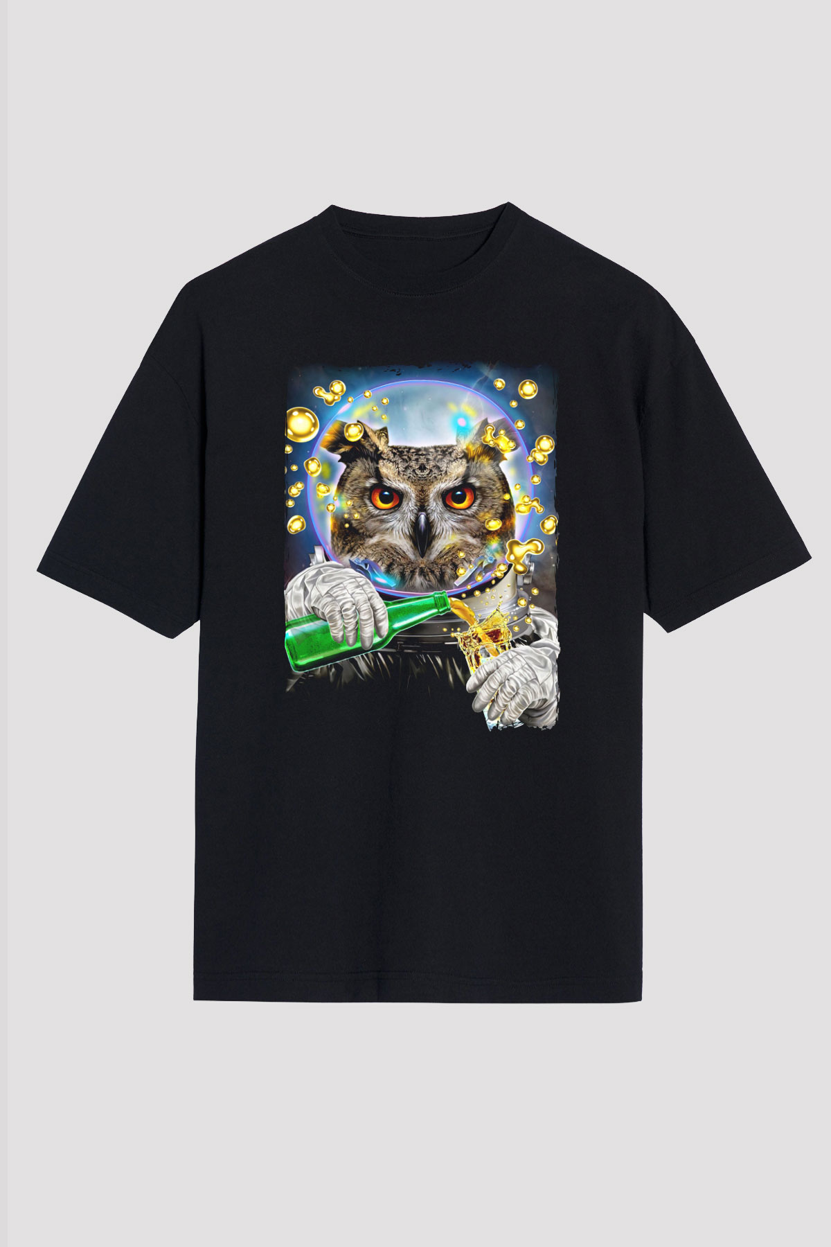 Baykuş Siyah Unisex Tişört T-Shirt - TişörtFabrikası