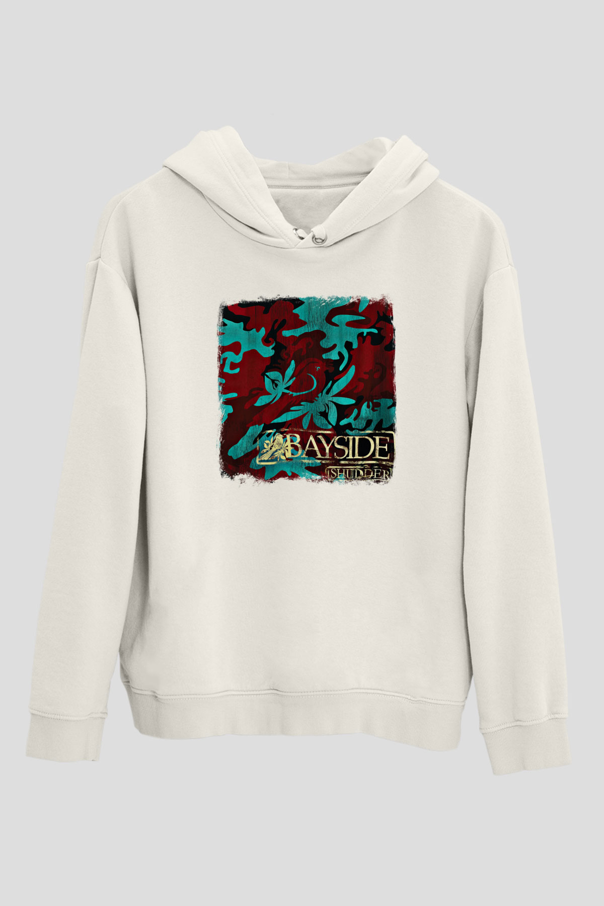 Bayside Baskılı Unisex Beyaz Hoodie