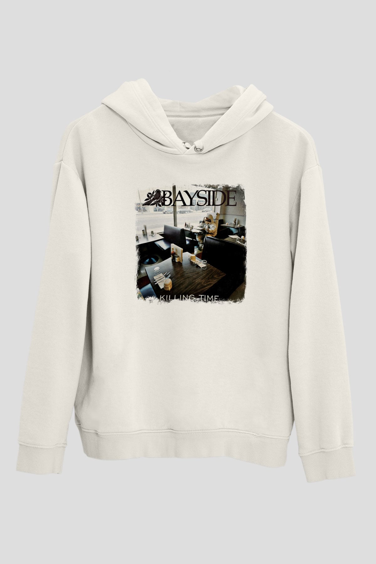Bayside Baskılı Unisex Beyaz Hoodie