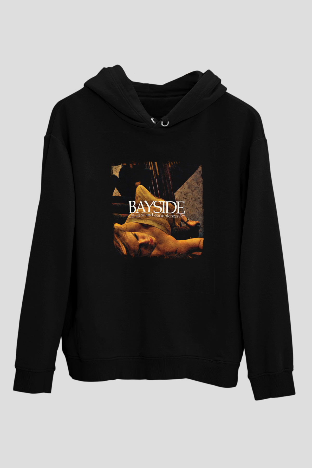Bayside Baskılı Unisex Siyah Hoodie