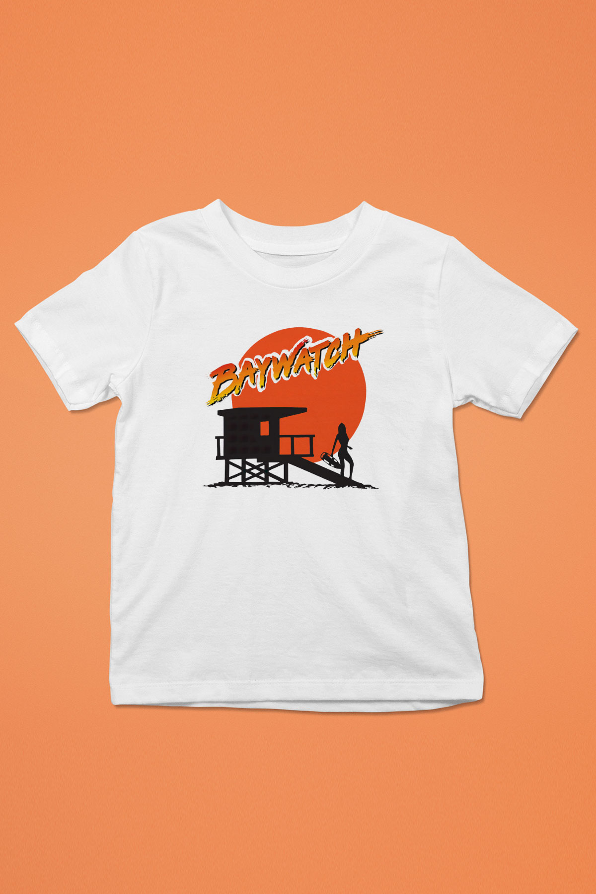 Baywatch Baskılı Beyaz Unisex Çocuk Tişört
