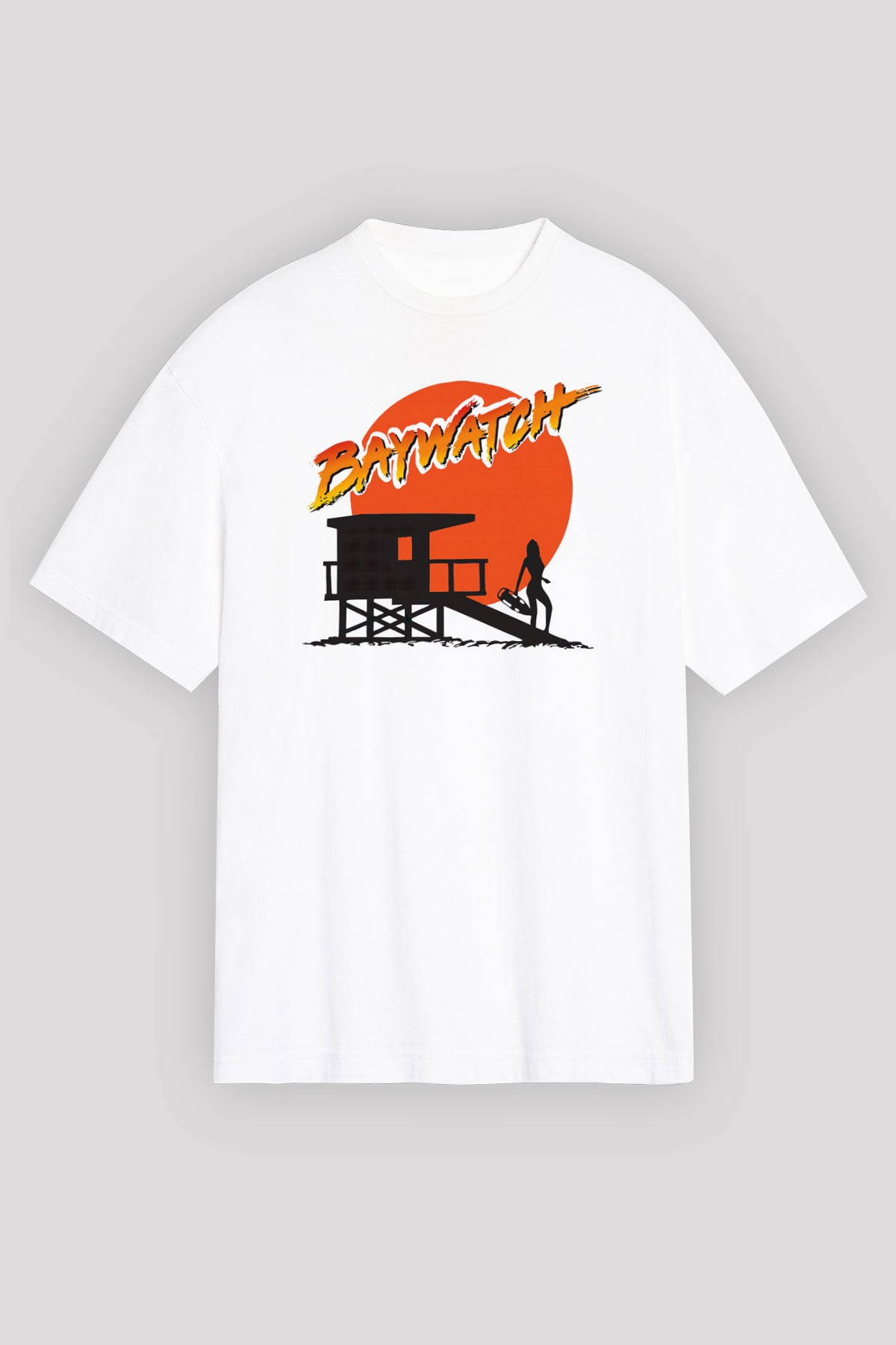 Baywatch Beyaz Unisex Oversize Tişört T-Shirt