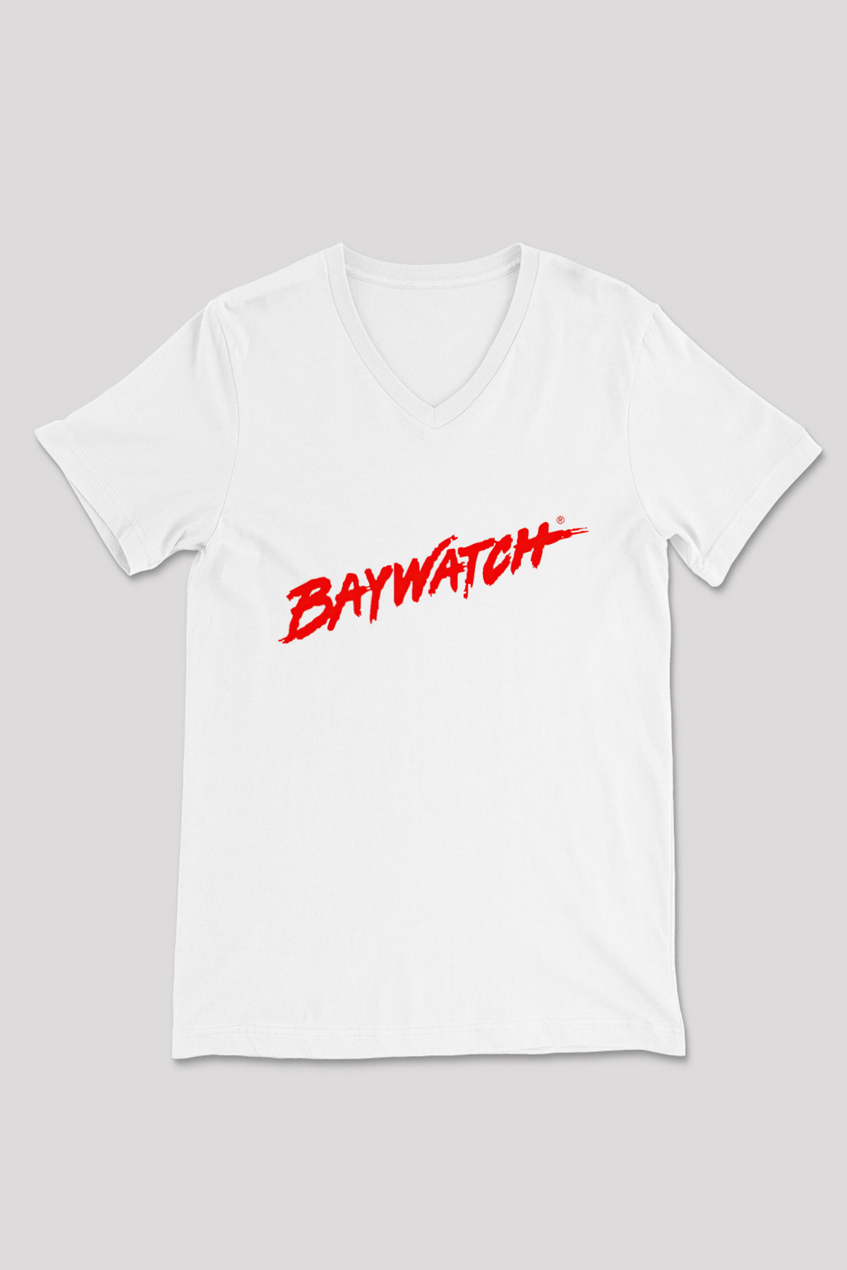 Baywatch Beyaz Unisex V Yaka Tişört
