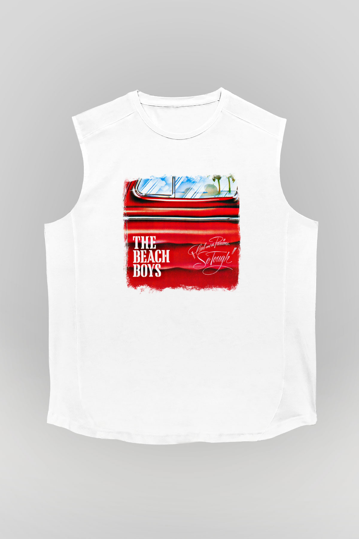 Beach Boys Baskılı Unisex Beyaz Kolsuz Tişört