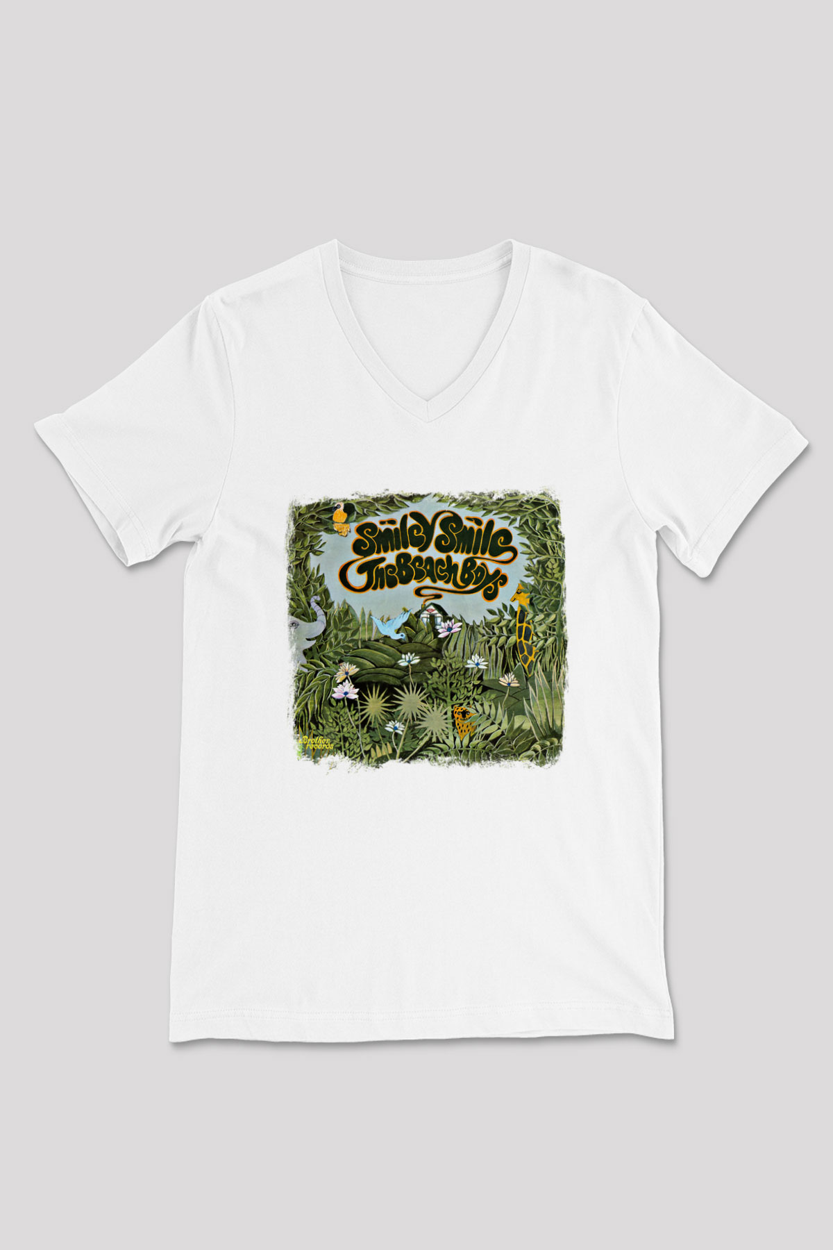 Beach Boys Baskılı Unisex Beyaz V Yaka Tişört