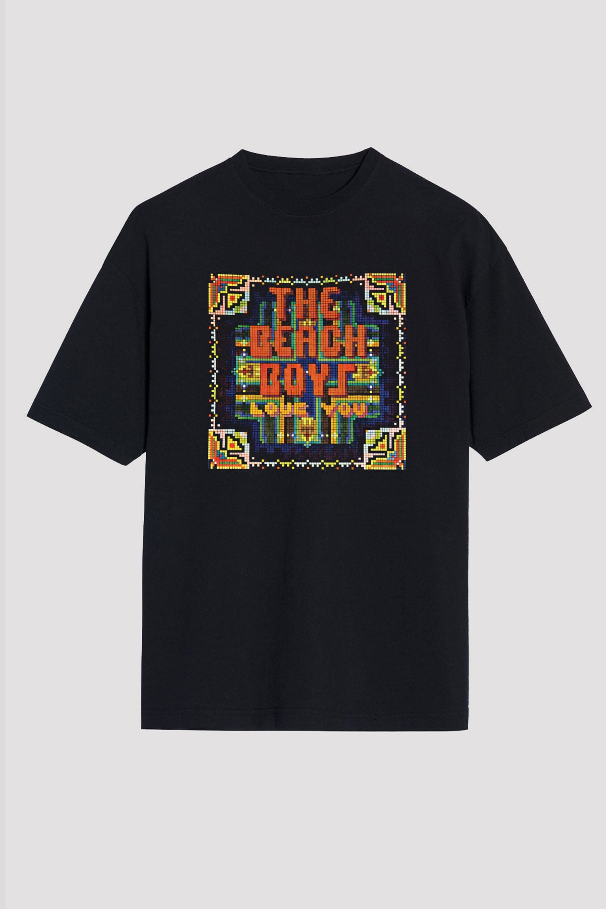 Beach Boys Baskılı Unisex Siyah Oversize Tişört