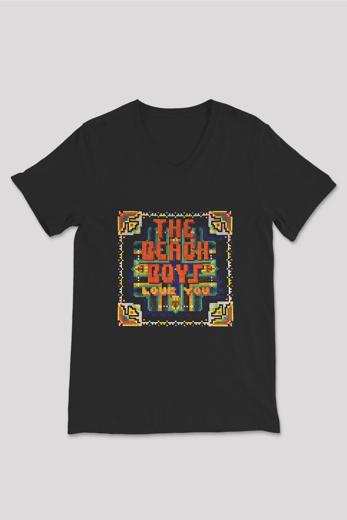 Beach Boys Baskılı Unisex Siyah V Yaka Tişört