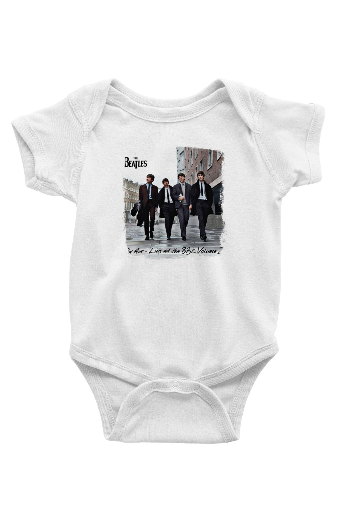 Beatles Baskılı Unisex Beyaz Bebek Body - Zıbın