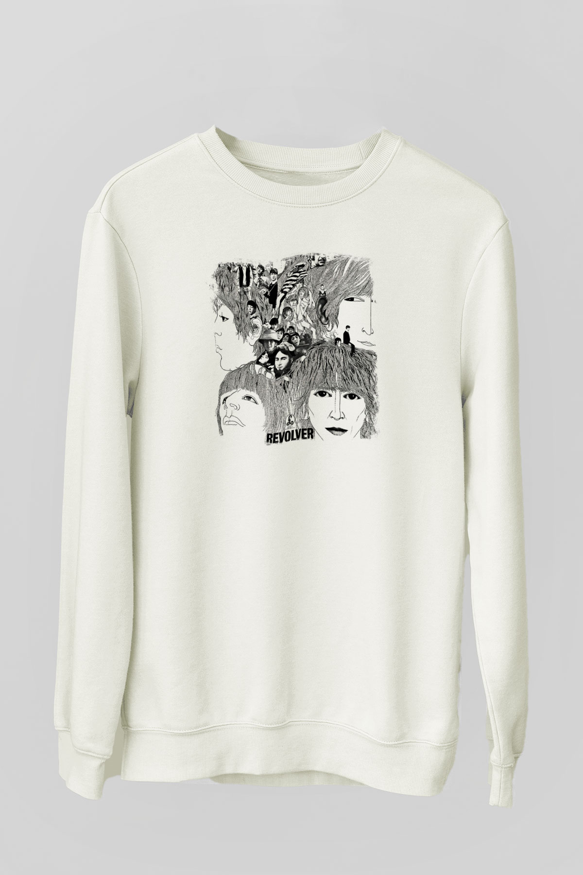Beatles Baskılı Unisex Beyaz Sweatshirt