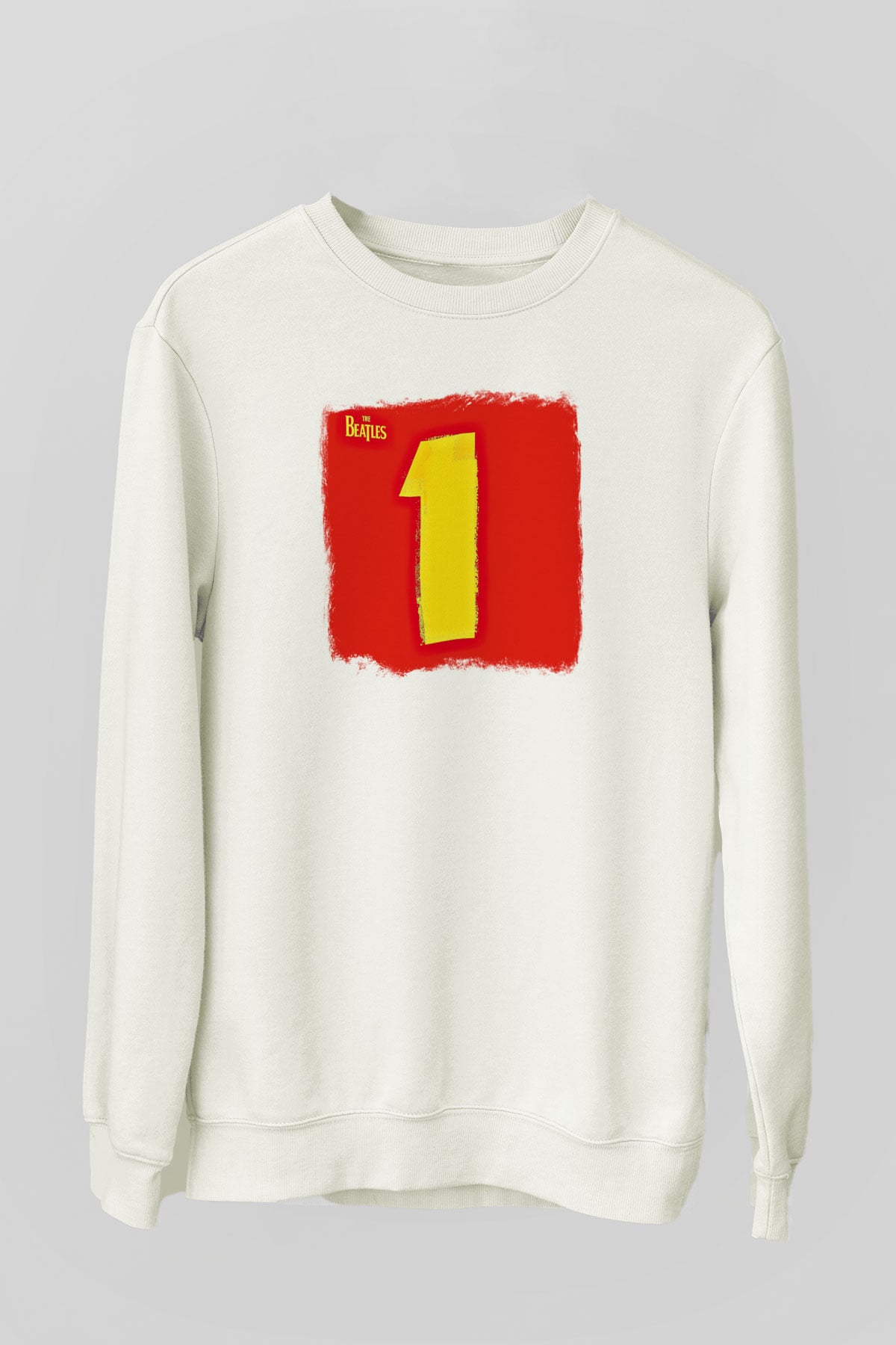Beatles Baskılı Unisex Beyaz Sweatshirt